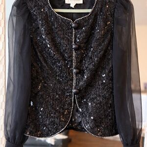 Elegant Black Sequin Top